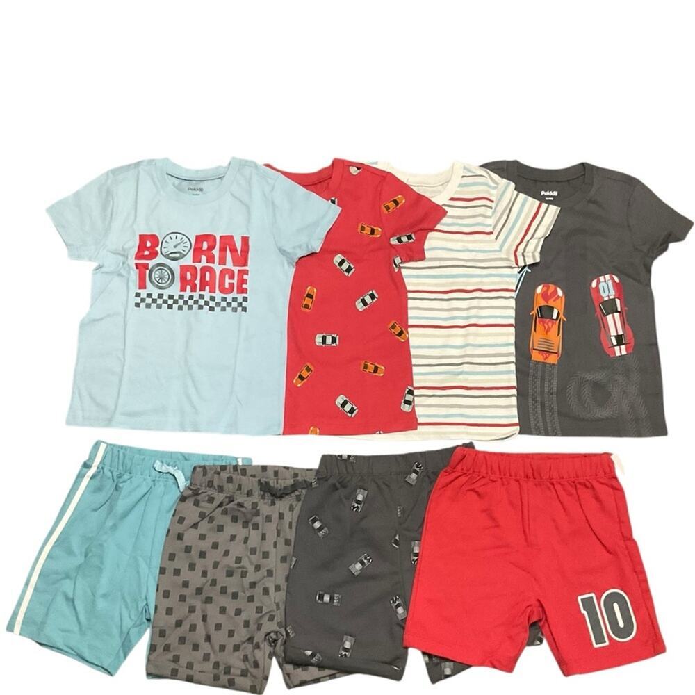 Pekkle Boy’s Graphic T-Shirts and Shorts 8 Piece Set Size 4T NWT
